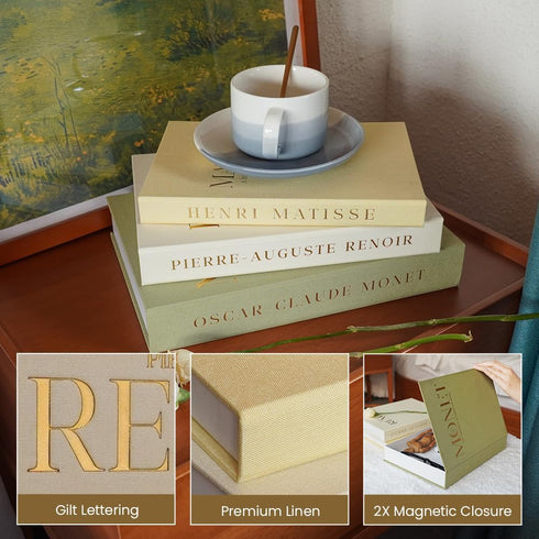 Set 3 Aesthetic Decorative Books - of Linen Fake Books Enhance Your Coffee Table, Home Decor, Living Room, Bookshelf