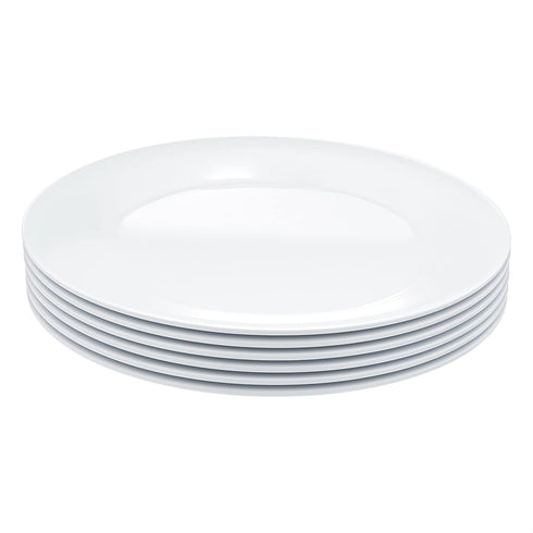 Amazon Basics Melamine (Plastic) Plate, 6 Piece Set, 10.5 in, White (Previously AmazonCommercial)