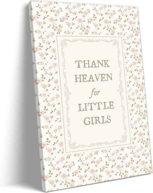 Generic Girl Nursery Canvas Wall Art, Thank Heaven for Little Girls Quotes Poster,