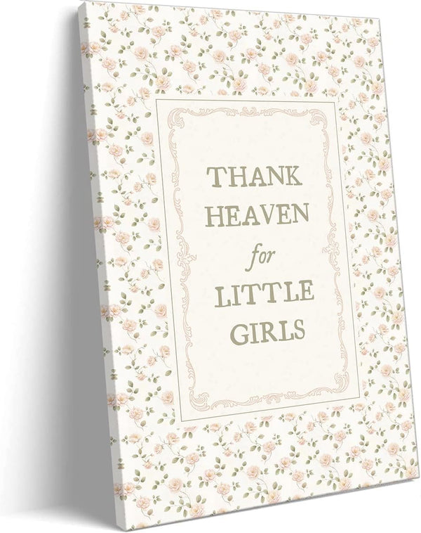 Generic Girl Nursery Canvas Wall Art, Thank Heaven for Little Girls Quotes Poster,