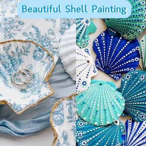 Egcina 24PCS Sea Shells for Crafts Decoration, Real White Natural Scallop Shells and Starfish for DIY Projects