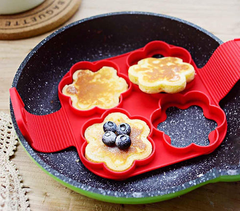 Flip N Cook Silicone Pancake Mold, 2pcs (Flower + Square)