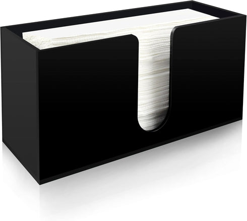 Paper Towel Holder for Countertop, Black Acrylic Napkin Dispenser Fits Multifold, C-Fold