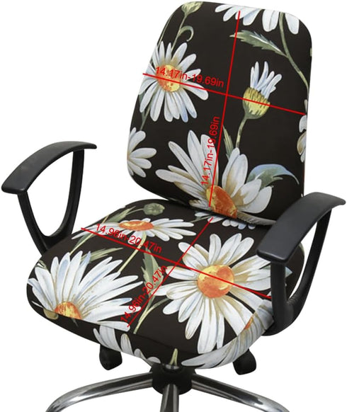Office Chair Cover Stretchable, Computer Desk Chair Seat Covers, Anti-Dust Universal Split 2 Piece Slipcover (Wild