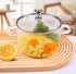 Jucoan 1.8L/60oz Clear Glass Cooking Pot with Lid, Heat Resistant Simmer Pot for Pasta, Soup, Milk, Baby Food, Gift