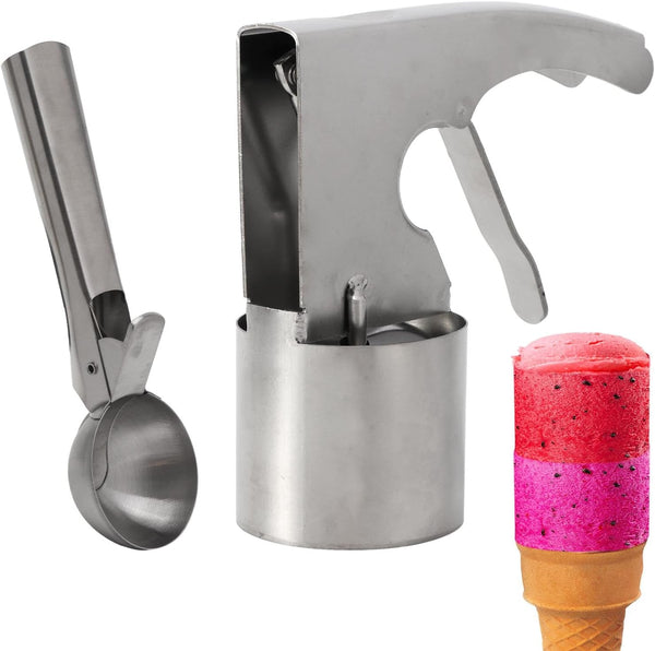 JIANWEI Ice Cream Scoop Set, Stainless Steel Ice Cream Ball Making Spoon, Old