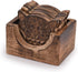 NIRMAN 6-Piece Wooden Crafted Coaster Set with Holder for Drink Bar, Tea, Coffee, and Home Decor (Owl Shape)