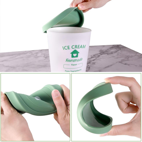 4 Pack 1 Frozen Set cyrico Ice Cream Containers with Silicone Lids for Homemade Ice Cream, Quart Each Reusable Sorbet
