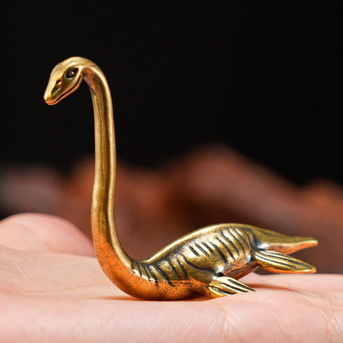 1PC CHOVY Solid Brass Loch Ness Monster Figurine - Enigmatic Home Decor, Perfect Collectible Art Piece for Desk