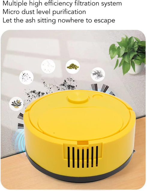 Pwshymi Mini Smart Sweeping Robot Vacuum Cleaner for Wooden Flooring Tile Carpet (Yellow)