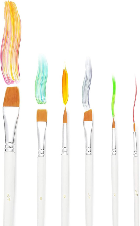 E-Kongton Cake Painting Brushes Set, Food Safe Fondant Sugar DIY Tools, 6PCS Soft Synthetic Brush for Easy Use &