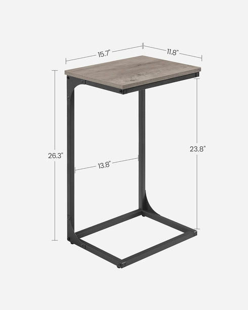 ULET353B02 VASAGLE C-Shaped End Table, Side Table for Sofa, Couch Table with Metal Frame, Small TV Tray Table