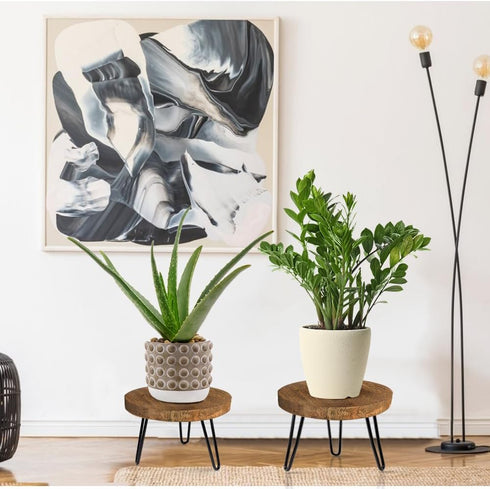 5-15 Inch Plant Stand Indoor Outdoor, Wooden plant Stool, Mid Century Plant Stand for Indoor Plants, Wood Modern Plant