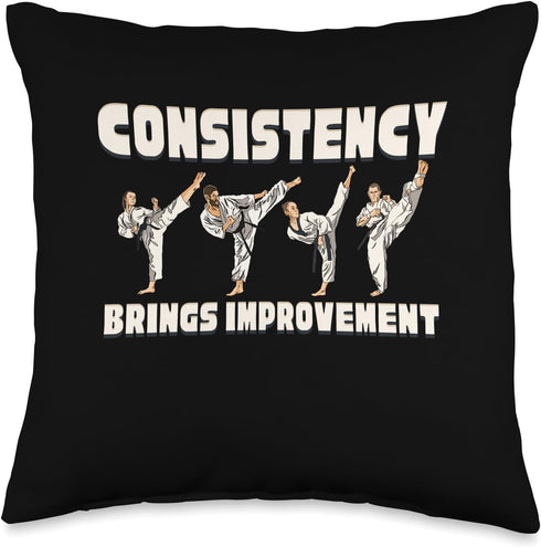Consistency Brings Improvement Martial Arts Throw Pillow
