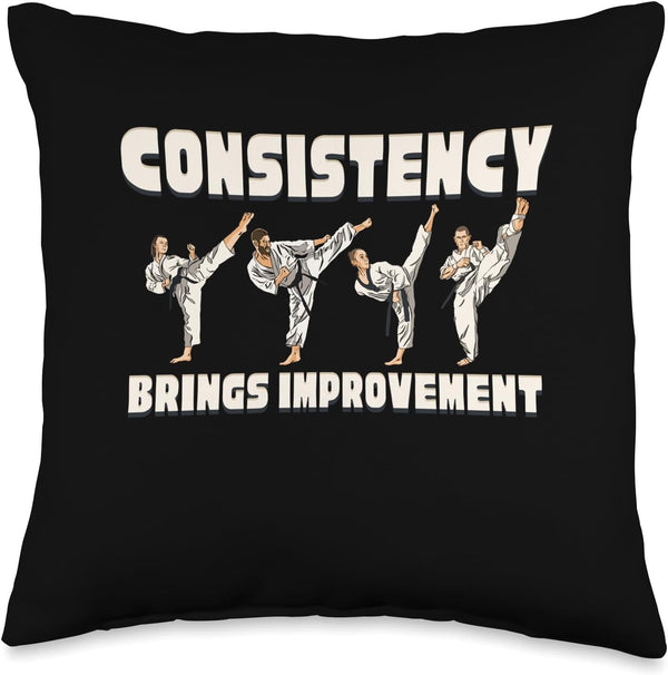 Consistency Brings Improvement Martial Arts Throw Pillow