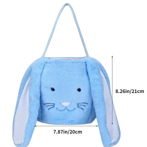 XinblueCo Plush Easter Bunny Basket - Personalized Egg Hunting Easter Bags with Long Plush Ear, Bunny Tote Bags for
