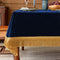 F-CHU Luxury Blue Tablecloth Thickset Velvet Tablecloth with Beautiful Gold Tassels Vintage Table
