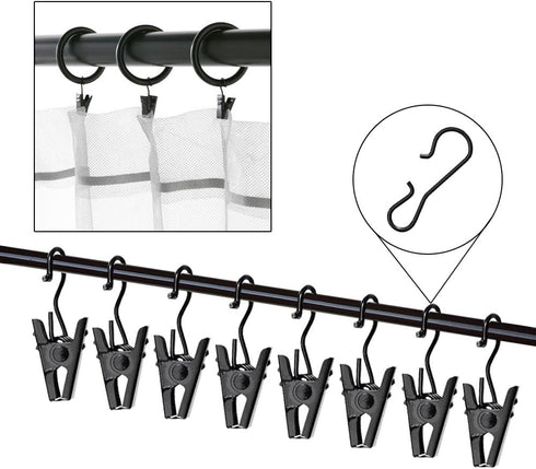 JANYUN 120 Pack Clip Hook Set, Stainless Curtain Clips for Home Decoration, Art Craft Display, Black