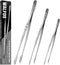 WALFOS Stainless Steel Tweezer Tongs for Cooking - 3 Pcs Pasta Tweezers for Roasting and Grabbing Small Objects