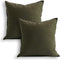 Jeanerlor 18"x18" Solid Cotton Linen Green Throw Pillow Case, 2 Packs, Decorative Pillowcase for Chair/Bed/Couch