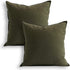 Jeanerlor 18"x18" Solid Cotton Linen Green Throw Pillow Case, 2 Packs, Decorative Pillowcase for Chair/Bed/Couch