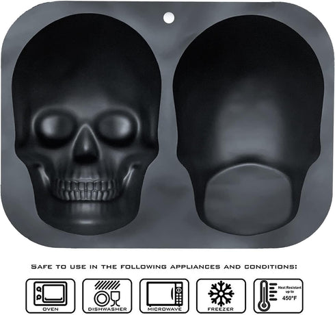 JETKONG Extra Large Silicone Skull Cake Mold, Haunted Skull Baking Cake Pan for Halloween and Birthday Party