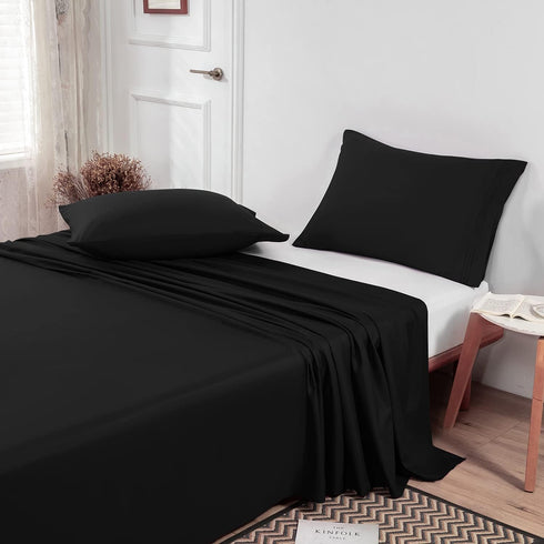 Lirex Black Twin Flat Sheet Only, Ultra Soft & Breathable Brushed 1800 Microfiber, Hotel Quality, Sold Separately