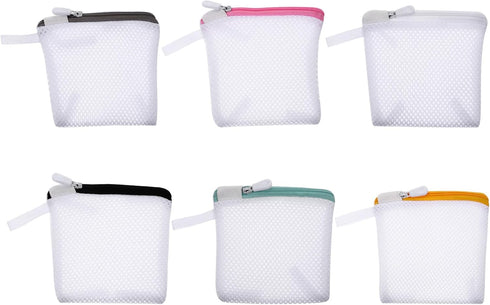 6pcs Mini Mesh Laundry Bags, Zipper Wash Bags for Clothes, Foldable Washing Machine Bags, Soap Pouch Saver
