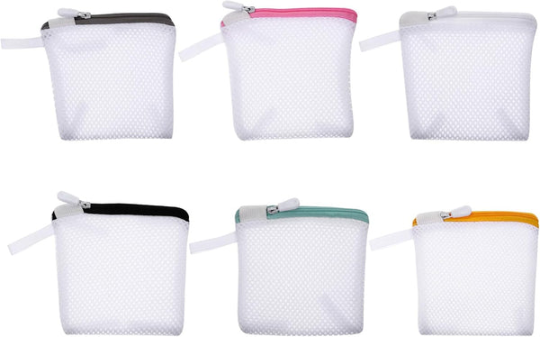 6pcs Mini Mesh Laundry Bags, Zipper Wash Bags for Clothes, Foldable Washing Machine Bags, Soap Pouch Saver