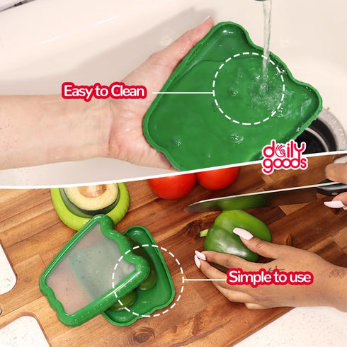 Set of 4 Avocado Saver and Onion Storage Vegetable Containers for Fridge, Silicone Fruit Storage Pods