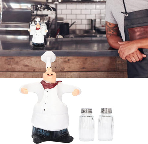 Small Resin Chef Statue Salt Shakers, Cute Figurines Spice Jars for Restaurant Kitchen Decoration