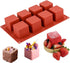 JOERSH Cube Cake Silicone Mold, 2" x 2" x 2" 3D Square Mousse Cake Baking Mold, 8-Cavity