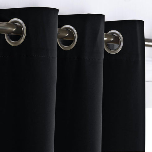 NICETOWN Halloween Black Out Curtain Panel Shade, Solid Energy Efficient Eyelet Top Window Blind, 42x63 inches, Black