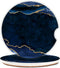 Ceramic Car Coasters for Women/Men, Absorbent Drink Cup Holders with Finger Notch, 2.56" Pack of 2, Blue Marble Gold