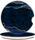 Ceramic Car Coasters for Women/Men, Absorbent Drink Cup Holders with Finger Notch, 2.56" Pack of 2, Blue Marble Gold