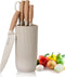 Kitchen Knife Set, Retrosohoo 6-Pieces Khaki Sharp Knife Set with Universal Knife Block