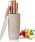 Kitchen Knife Set, Retrosohoo 6-Pieces Khaki Sharp Knife Set with Universal Knife Block