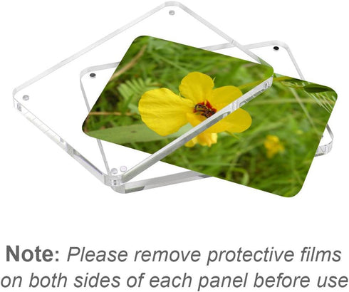 2 PCS 3-inch 2-Sided Clear Acrylic Magnetic Photo Frame, Elegant Frameless Display for Fujifilm Mini Film