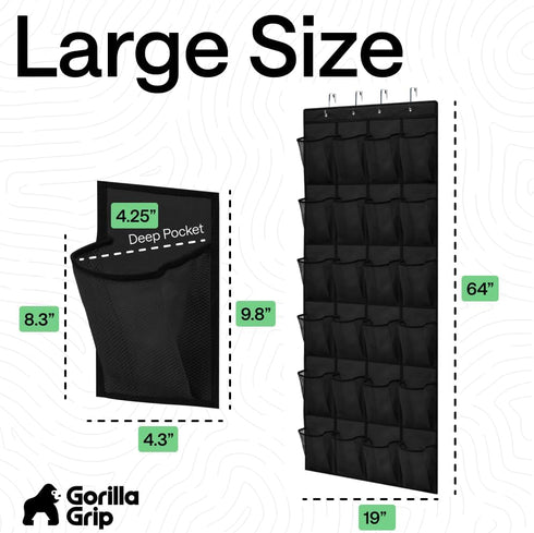 2 Pack, 24 Closet 40 lbs, Closets, GORILLA GRIP Over the Door Shoe Organizer, Breathable Mesh Pockets, Space Saving