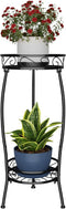 H HOMEXIN Plant Stand Indoor Outdoor, 2 Tier Metal Tall Planter Stand