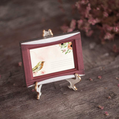 Artliving 4" White Gold Decorative Small Plate Stand Holder, Plastic Picture Easel Display Stand (2 Pack)
