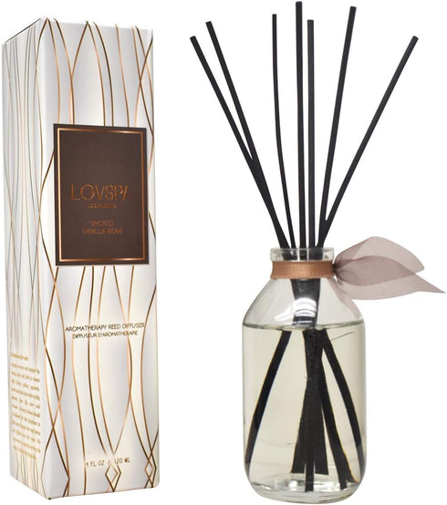 LOVSPA Smoked Vanilla Reed Diffuser Set, Scented Oil Diffuser with Sticks, Home Fragrance Accessories