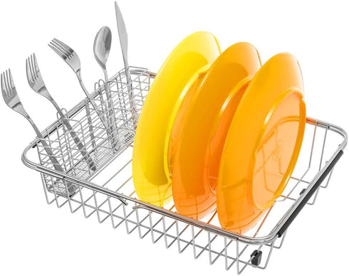 SANNO Utensil Silverware Holder Organizer, 4 Divided Compartments Stainless Steel Cutlery Organizer
