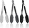 7 Inch Mini Tongs, Pack of 3 Short Silicone Tongs with Stainless Steel Tips for Cooking and Barbecue