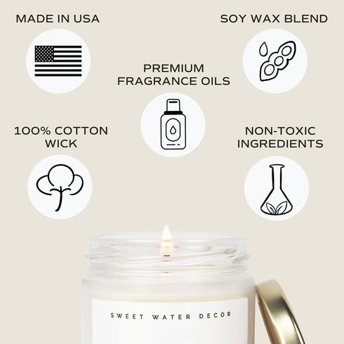 Sweet Water Decor Pumpkin Spice Candle | Pumpkin, Cinnamon, Vanilla Scents | 9oz Clear Jar Soy Candle