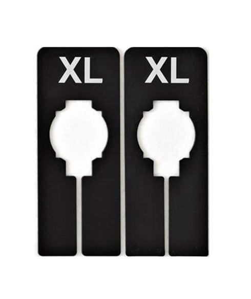 NAHANCO QSDBWKIT2 Black Rectangular Clothing Size Dividers with White Print for XS-XL, Kit of 25