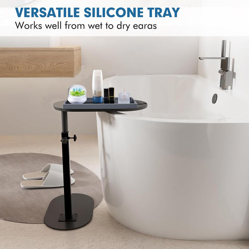 Bloss Silicone Tray Set - 15.7" Bathroom Soap Dispenser Tray and Holder, Countertop Organizer for Jewelry, Candle,