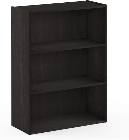 Furinno Pasir Open Shelf Bookcase, 3-Tier, Espresso