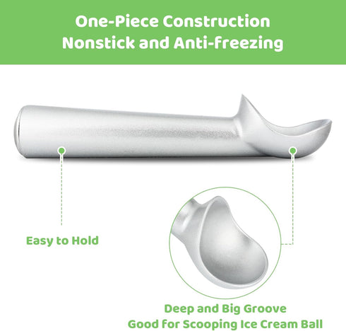 Ice Cream Scoop, 7 inches Nonstick Anti-Freeze Aluminum Scooper Spoon, Heavy Duty Design for Gelato, Cookie Dough,
