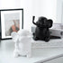 5" YU FENG Adorable Elephant Bookends in Black&White Resin Unique Cute Book Ends for Home Bedroom Desk Bookshelf